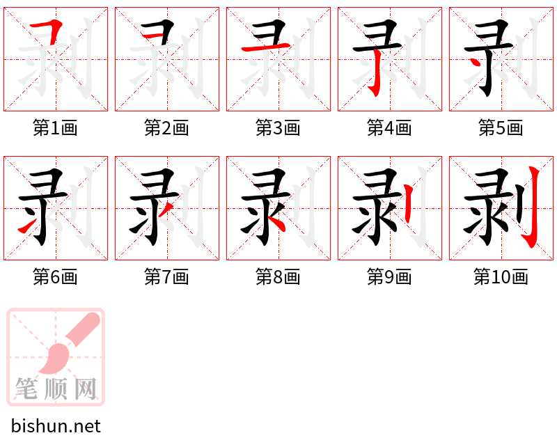 剥 笔顺规范