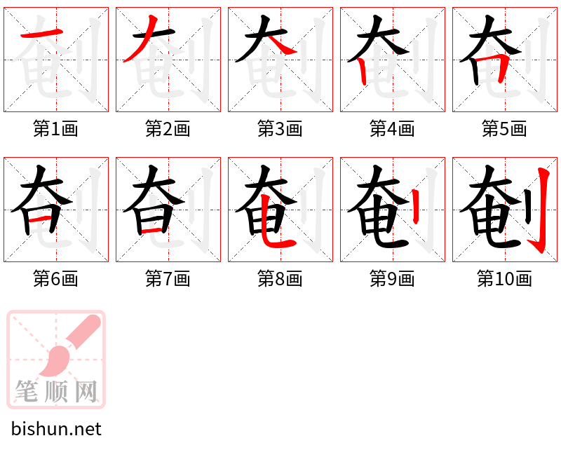 剦 笔顺规范