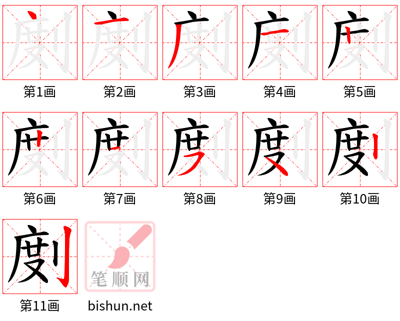 剫 笔顺规范