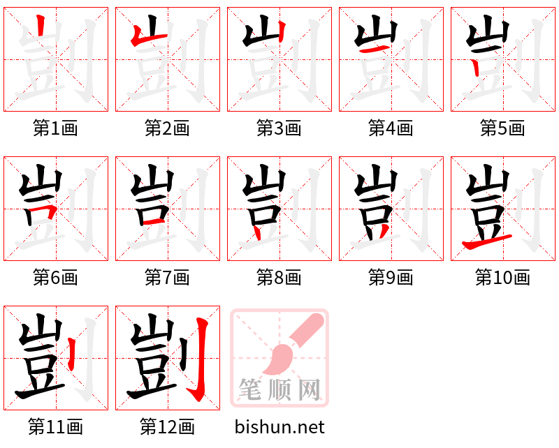 剴 笔顺规范