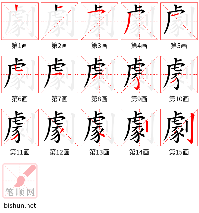 劇 笔顺规范