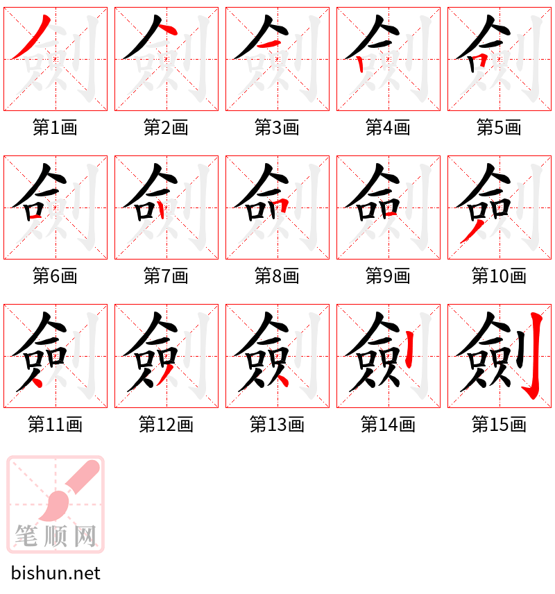 劍 笔顺规范