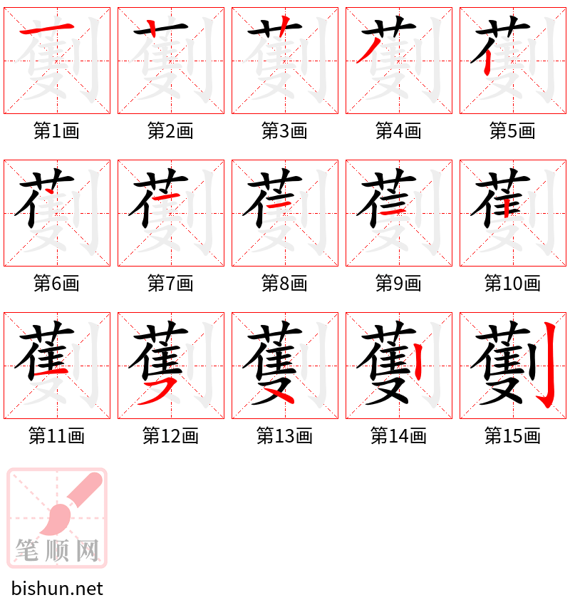 劐 笔顺规范