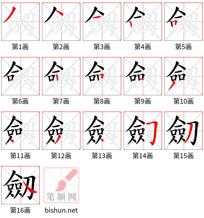 劔 笔顺规范