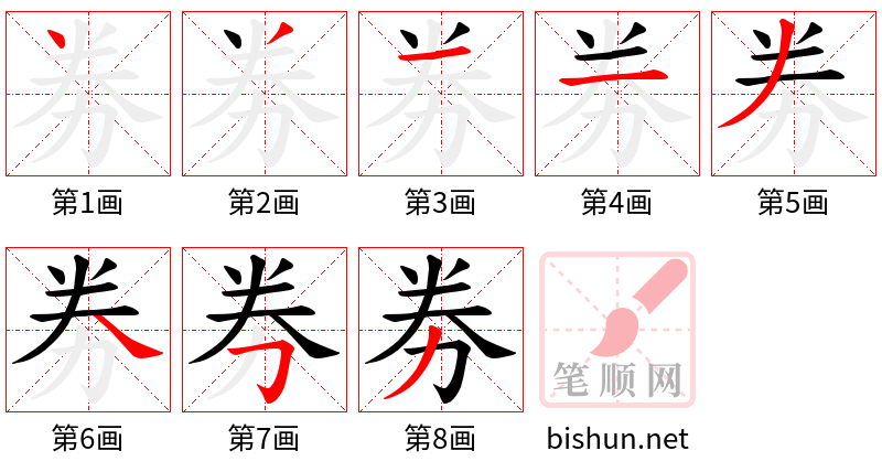 劵 笔顺规范