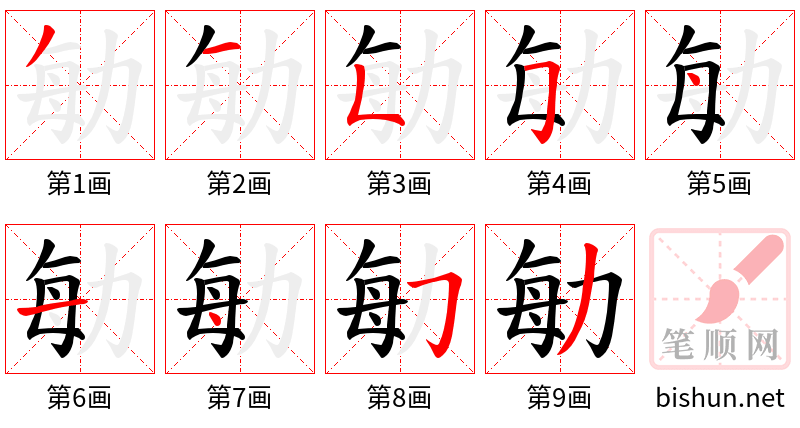 勄 笔顺规范