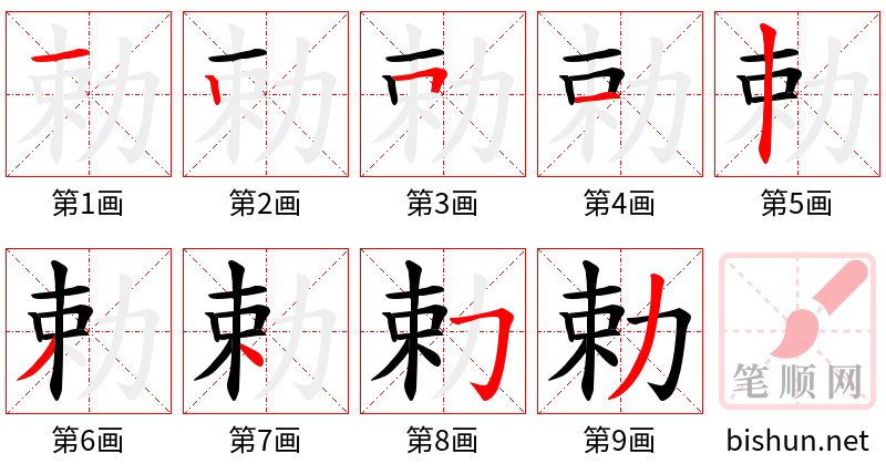 勅 笔顺规范