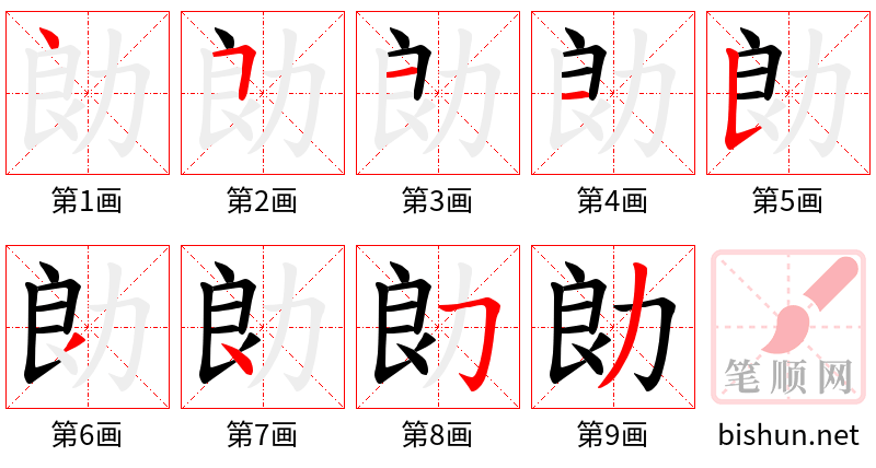 勆 笔顺规范