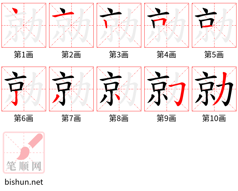 勍 笔顺规范