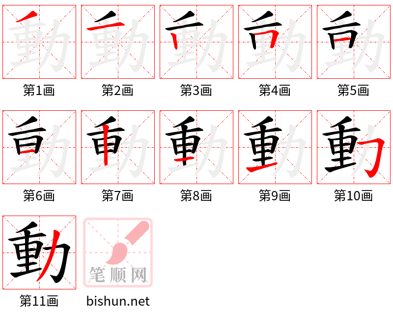 動 笔顺规范