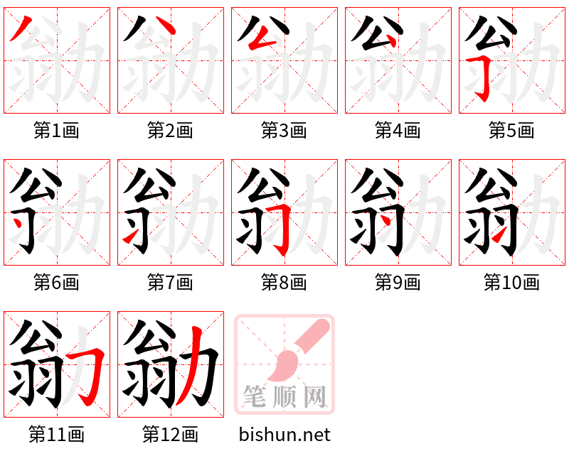 勜 笔顺规范