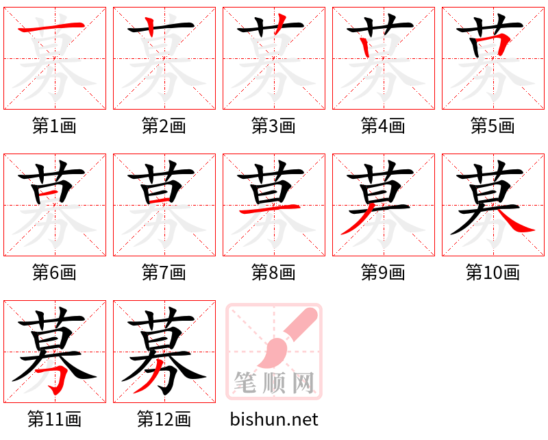 募 笔顺规范