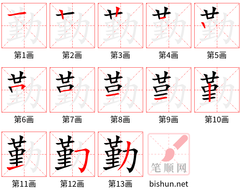 勤 笔顺规范