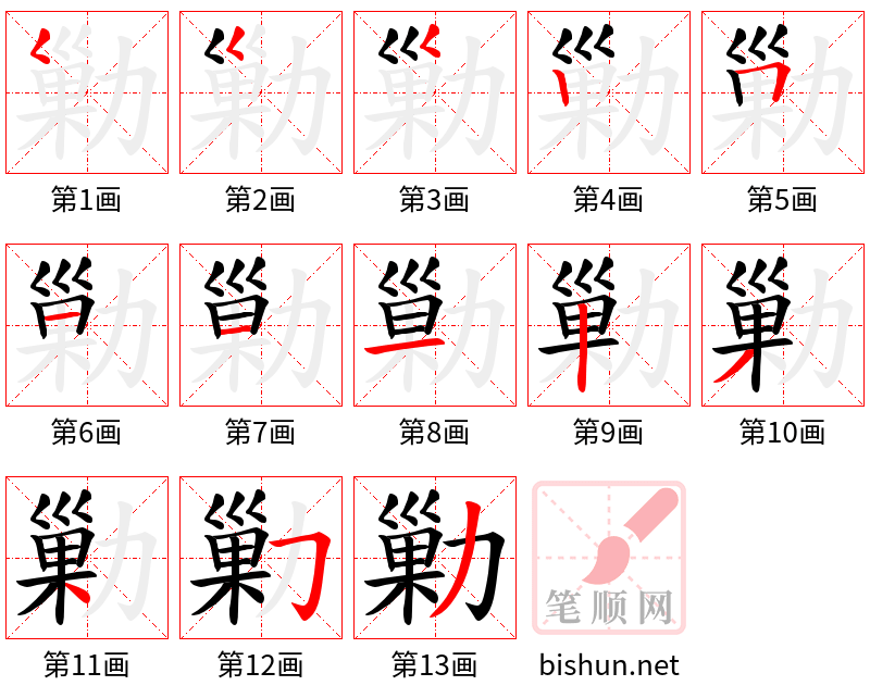 勦 笔顺规范