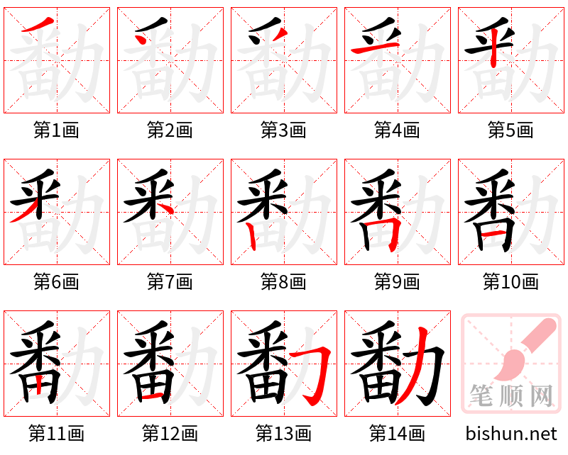 勫 笔顺规范