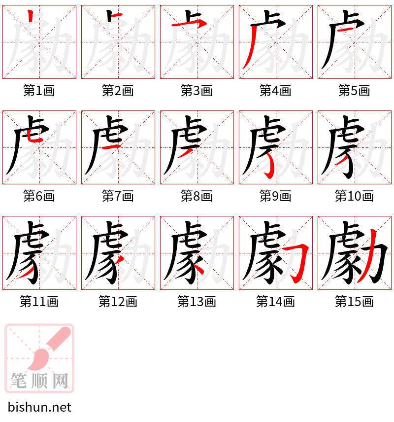 勮 笔顺规范