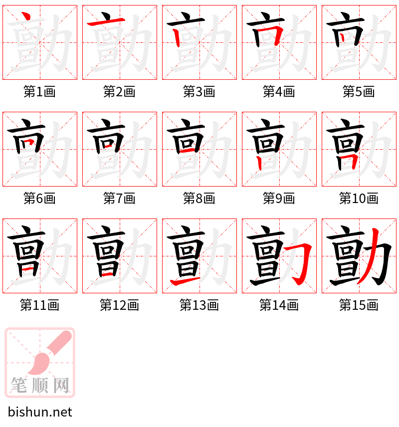 勯 笔顺规范