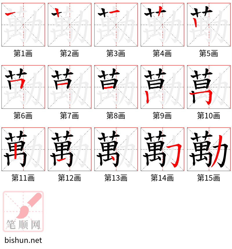 勱 笔顺规范