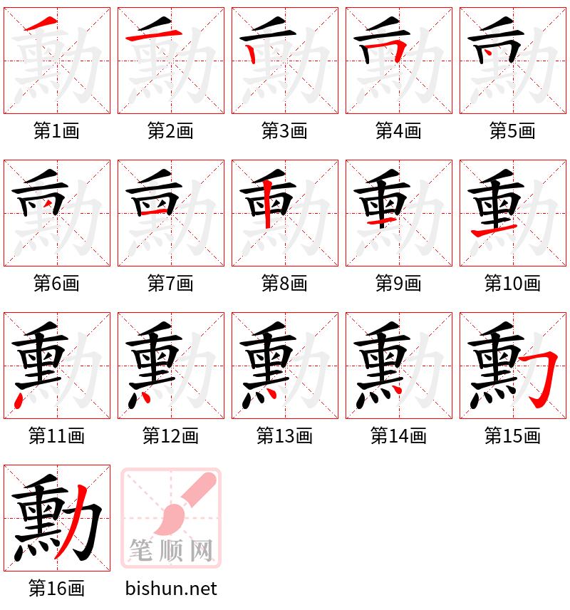 勳 笔顺规范