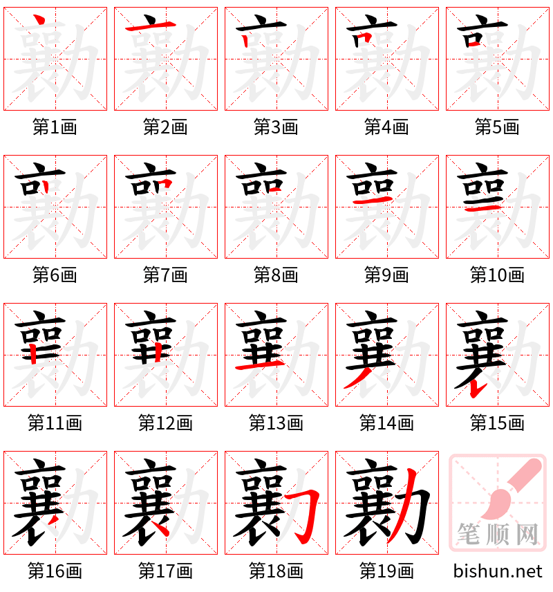 勷 笔顺规范