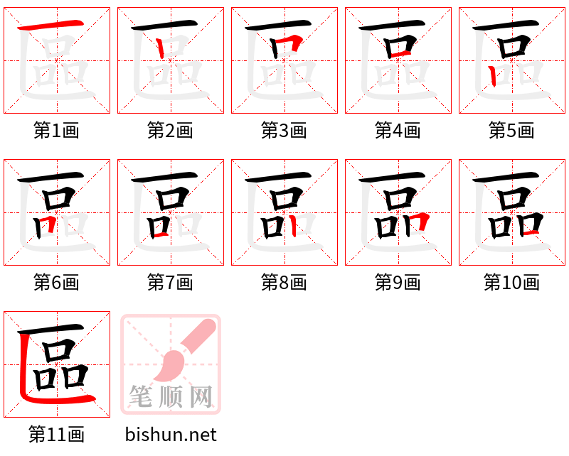 區 笔顺规范