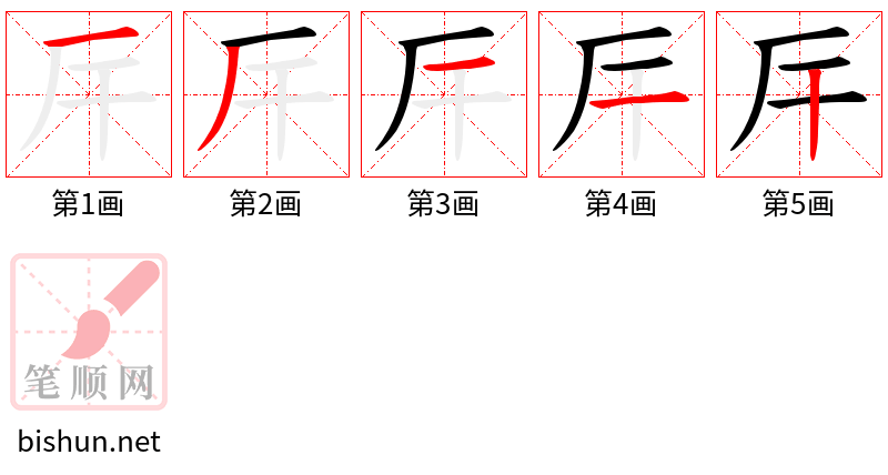 厈 笔顺规范