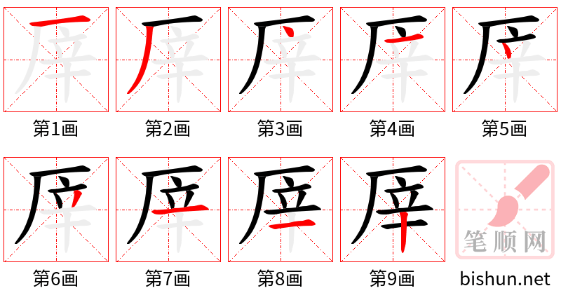 厗 笔顺规范