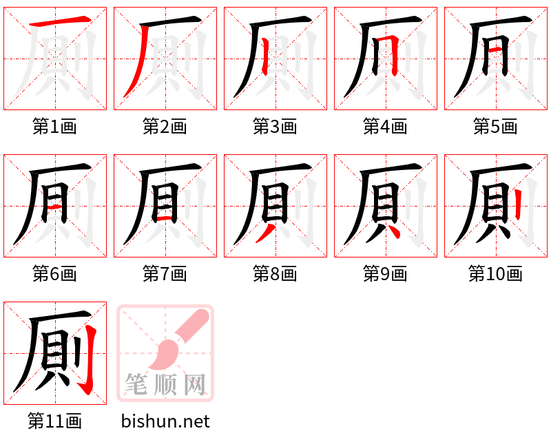 厠 笔顺规范