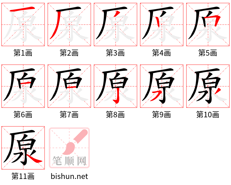 厡 笔顺规范