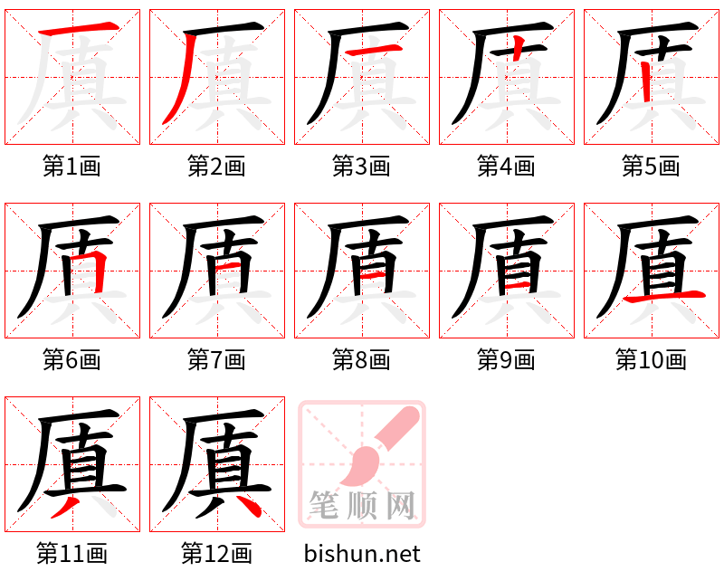 厧 笔顺规范