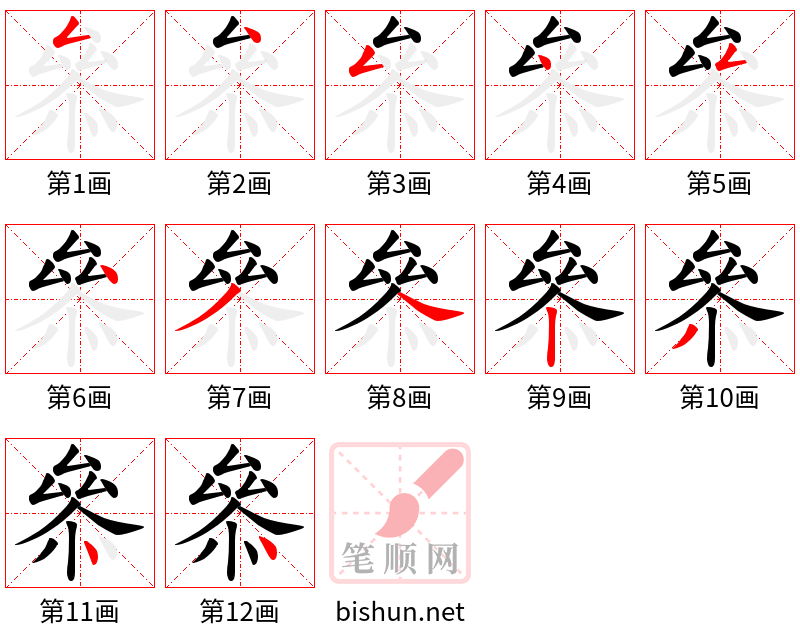 叅 笔顺规范