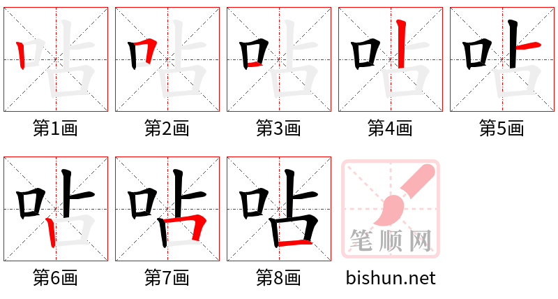 呫 笔顺规范