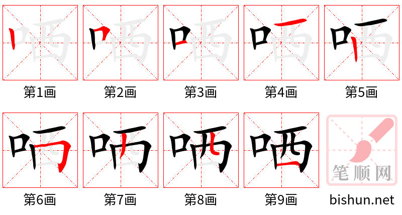 哂 笔顺规范