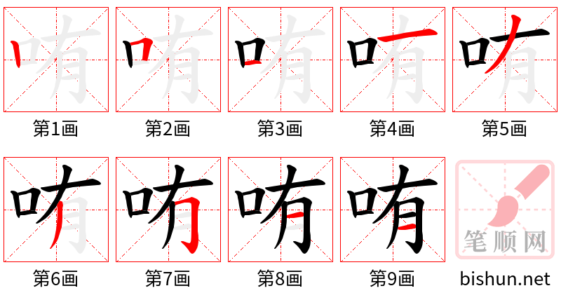 哊 笔顺规范