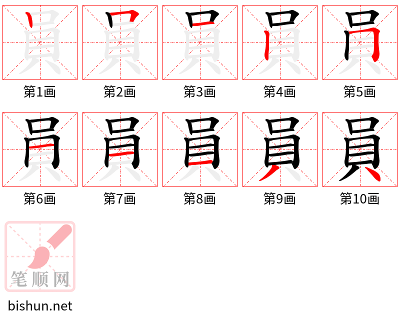 員 笔顺规范