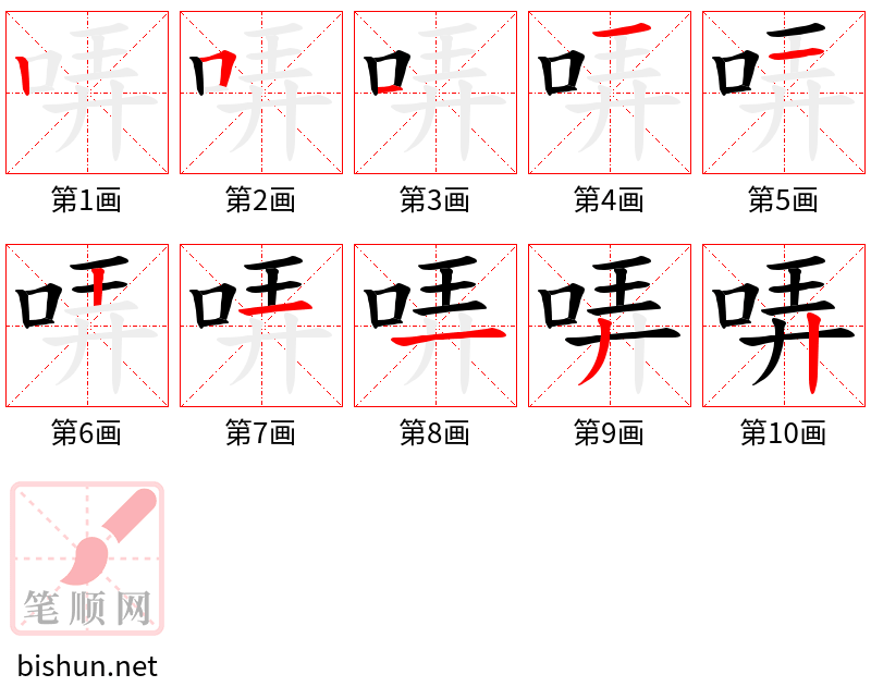 哢 笔顺规范