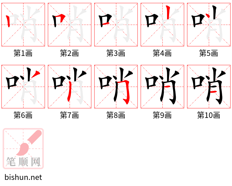 哨 笔顺规范