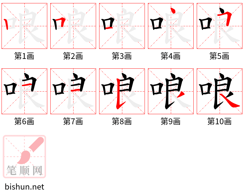 哴 笔顺规范