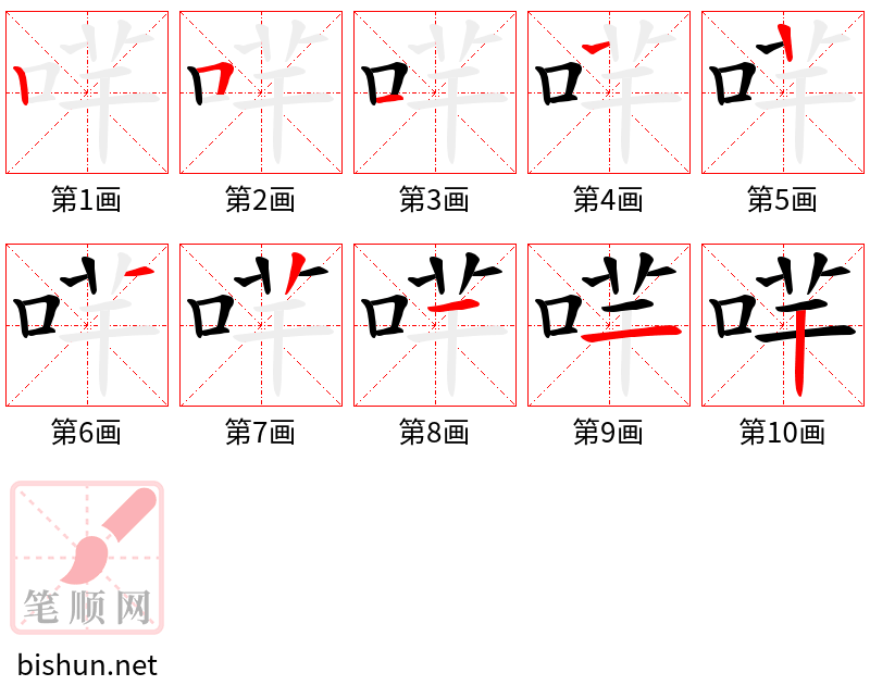 哶 笔顺规范