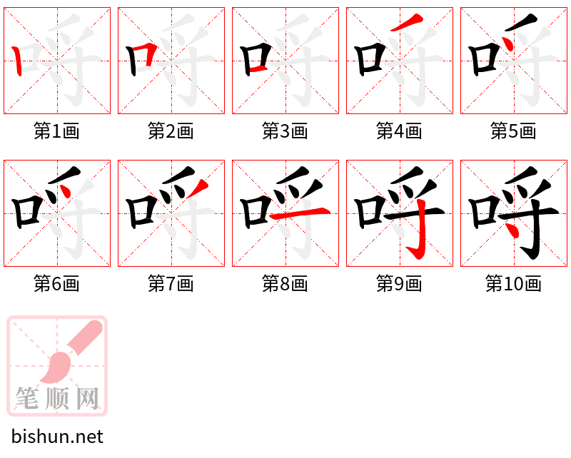 哷 笔顺规范