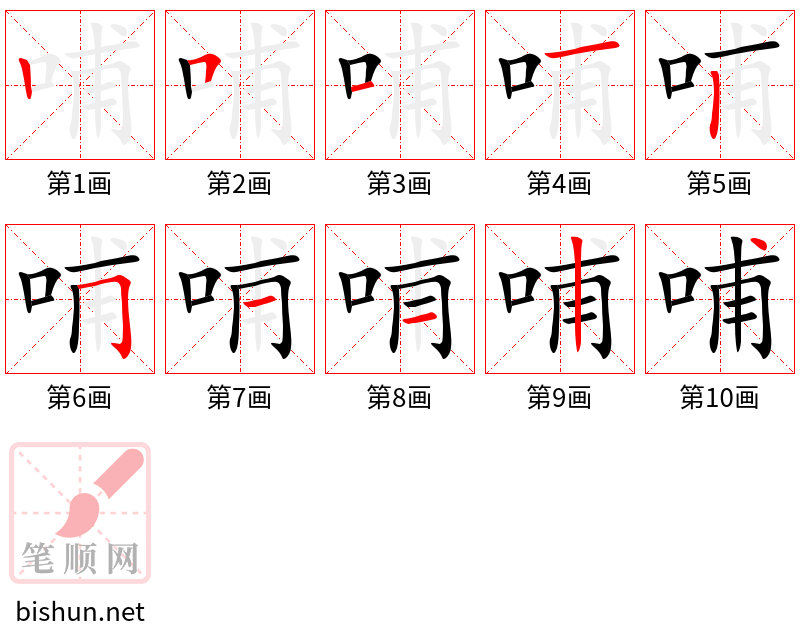 哺 笔顺规范