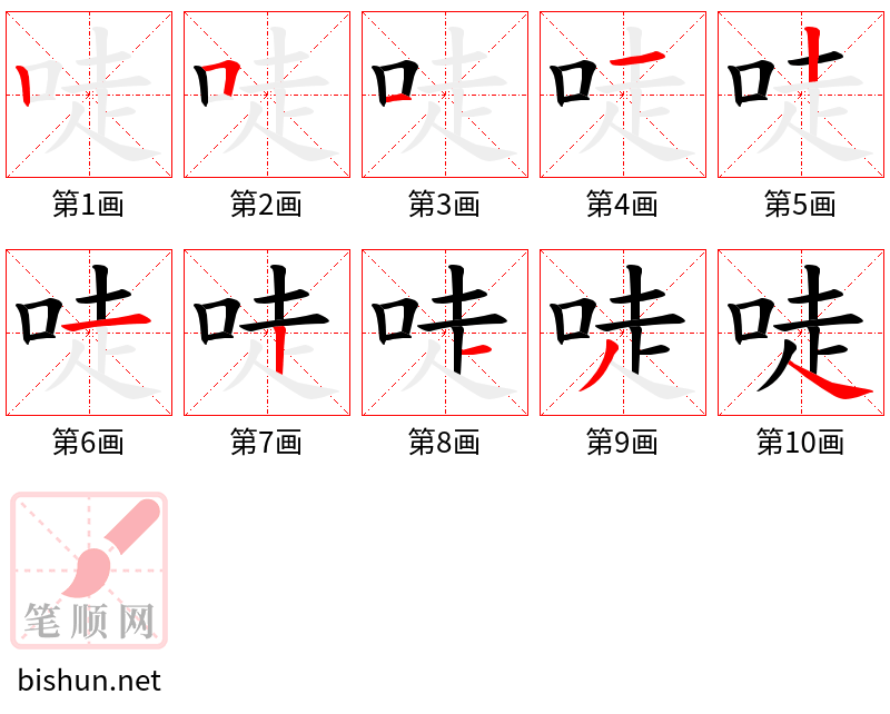 唗 笔顺规范