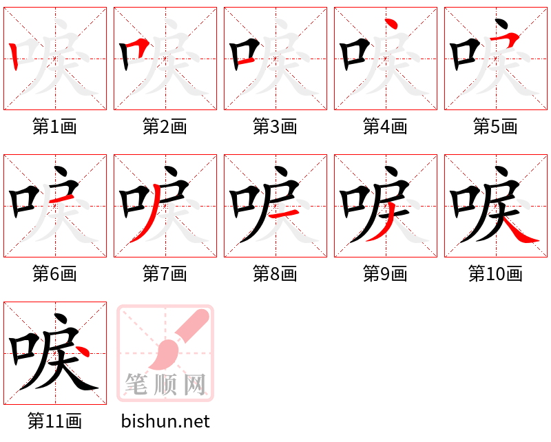 唳 笔顺规范