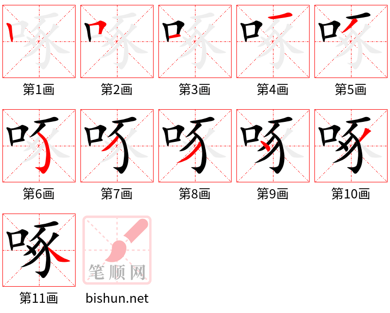 啄 笔顺规范