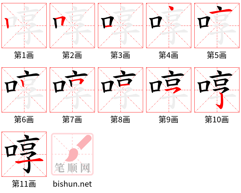 啍 笔顺规范