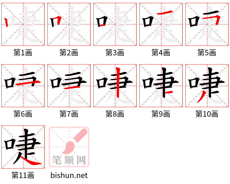 啑 笔顺规范