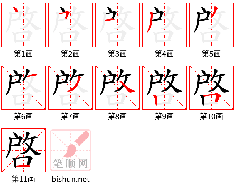 啓 笔顺规范