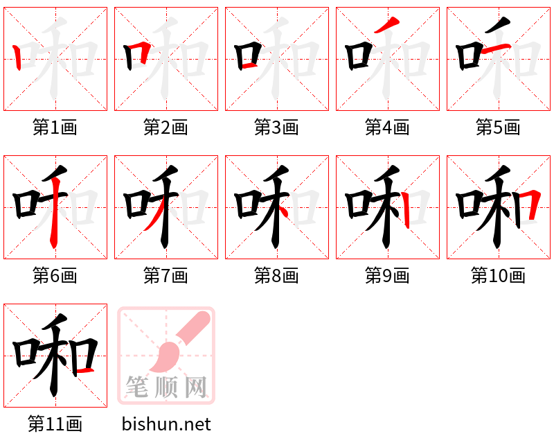 啝 笔顺规范