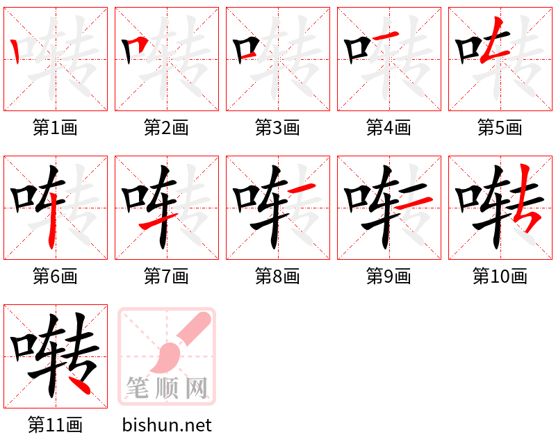 啭 笔顺规范