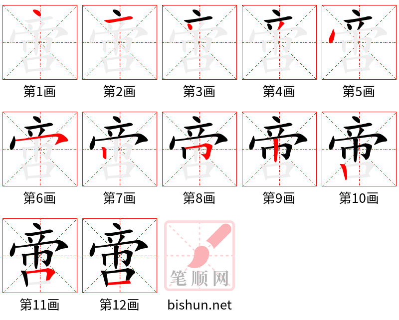 啻 笔顺规范